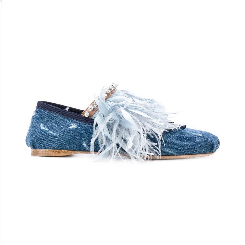 Authentic Miu Miu denim ballerina shoes